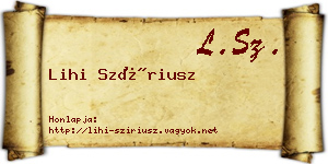 Lihi Szíriusz névjegykártya